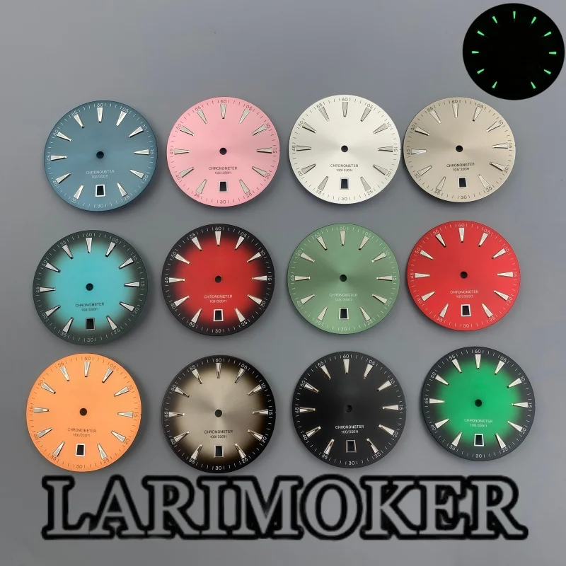

LARIMOKER 33mm Dial Gradient Dial Date Display at 6 o'clock Green Luminous Dial Watch Accessory Suitable for NH35 Movement