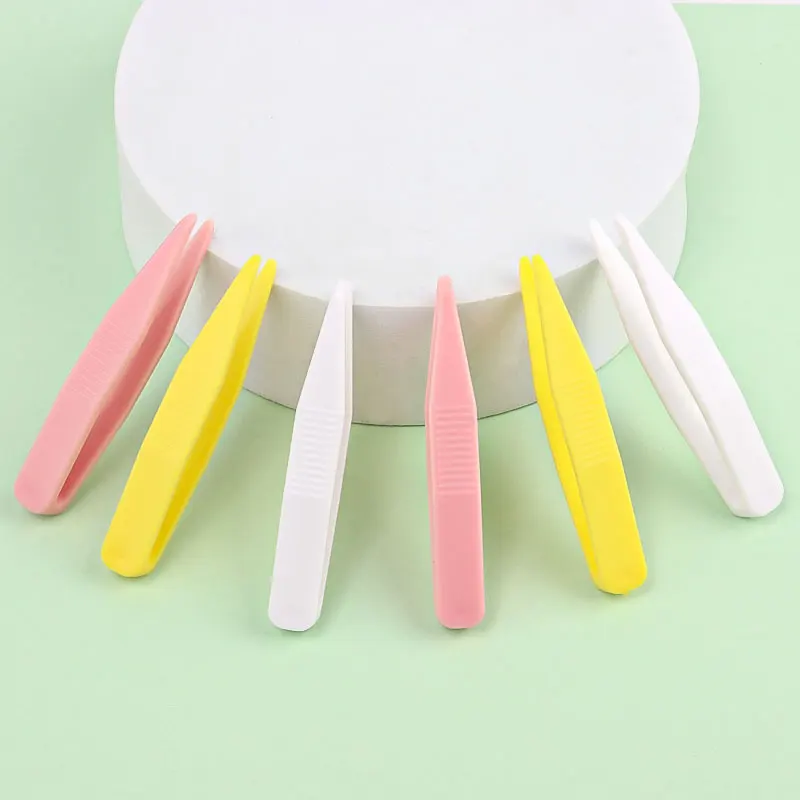 10 stks/zak Plastic Pincet voor Wimper Extensions Valse Wimpers Pincet Handgemaakte Wegwerp Make-up Gereedschap