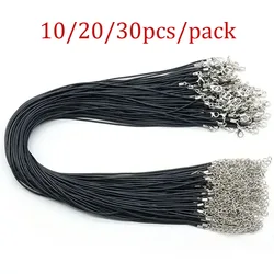 10/20/30pcs/Set 50cm Leather Rope Waxed Wire Necklace Rope Lobster Clasp Black Leather Pendant Lanyard Diy Jewelry Accessories