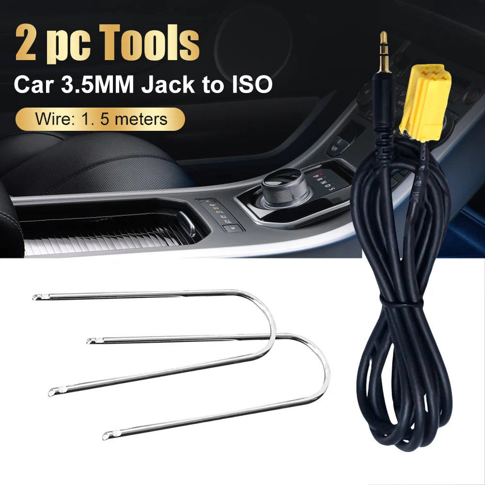 3.5MM Jack To ISO 6Pin Car Connector Aux Cable For Alfa Romeo Fiat Grande Punto Aux-in Audio Cable+2 Pc Tools