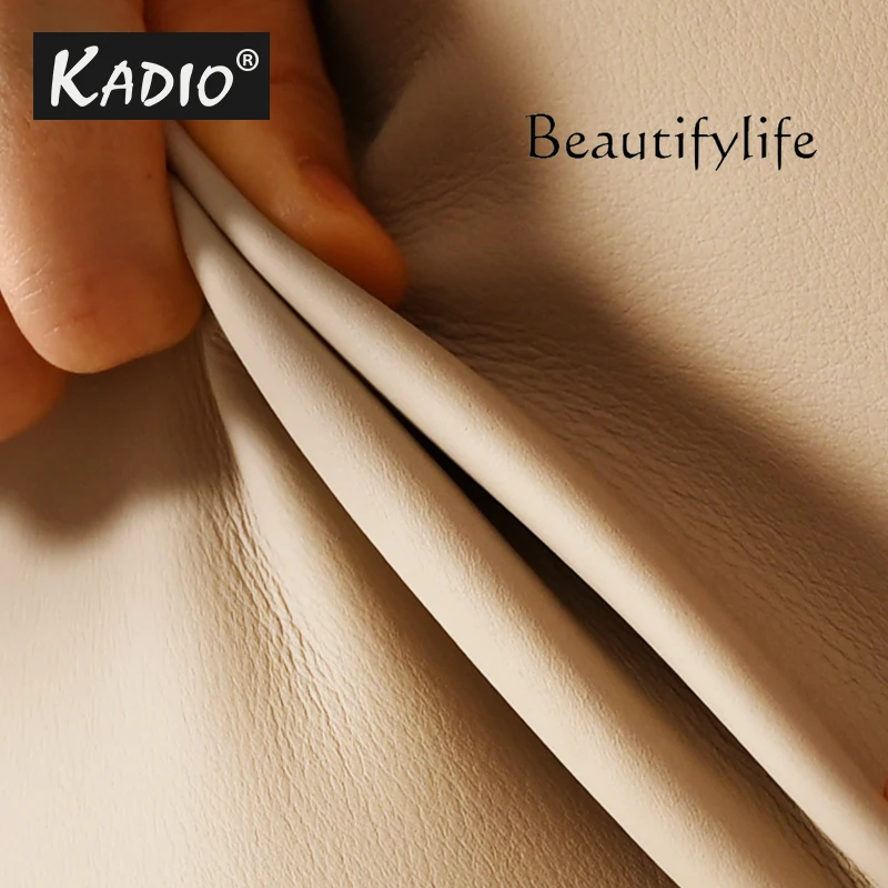 Italian minimalist/imported first-layer cowhide/master bedroom Chanel suspended soft leather double bed