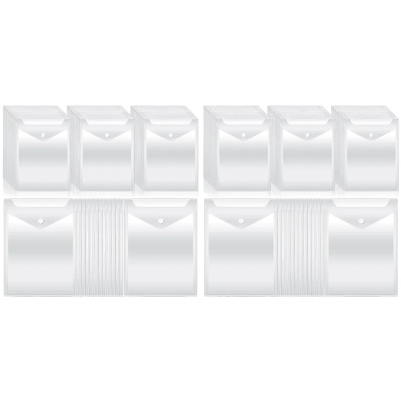 HJ-100Pcs Sobres de plástico transparente con botón a presión y bolsillos de almacenamiento para escuela, hogar y oficina, 7,08X9,44 pulgadas