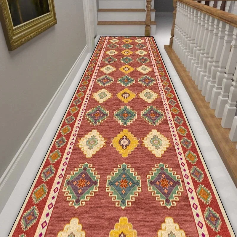 VIKAMA Persian Vintage Runner Rug Oriental Floral Mosaic Print Soft Non Slip Washable Long Floor Mat for Hallway Decor