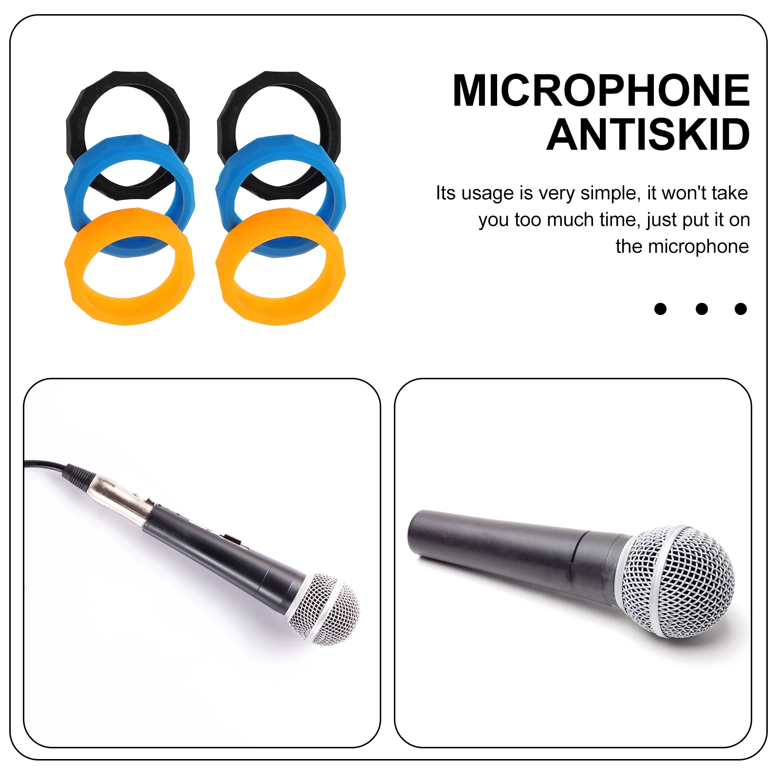 

6Pcs Anti-Slip Mic Ring Silicone Microphone Protection Shockproof Holder Skidproof Circle for Wireless Mic Accessory