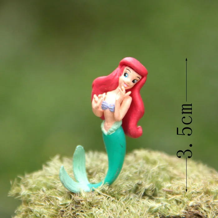 4.5cm Disney Princess The Little Mermaid Ariel PVC Action Figures Car Cake Decoration Model Dolls Toys Kids Birthday Gifts