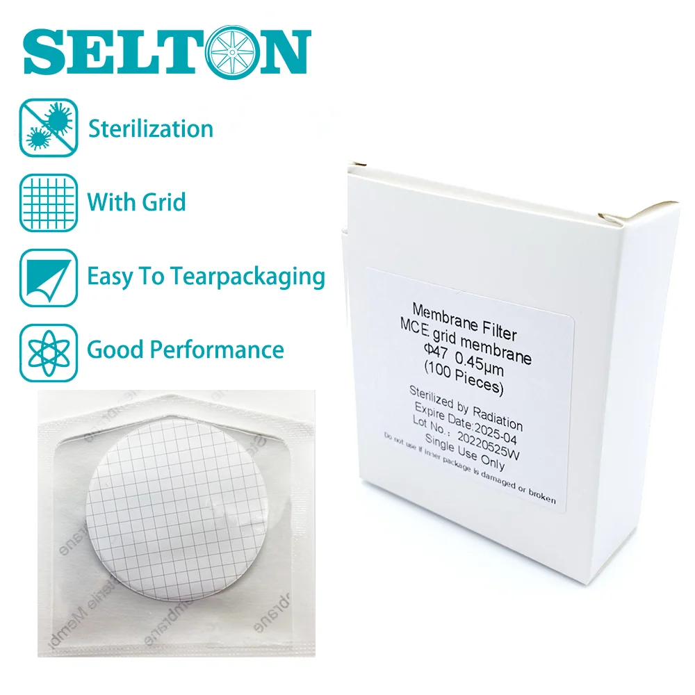 Microbial Limit Test Sterile MCE Gridded Membrane 47mm 0.45um 0.22μm Hydrophilic Filter Laboratory Mixed Cellulose Ester