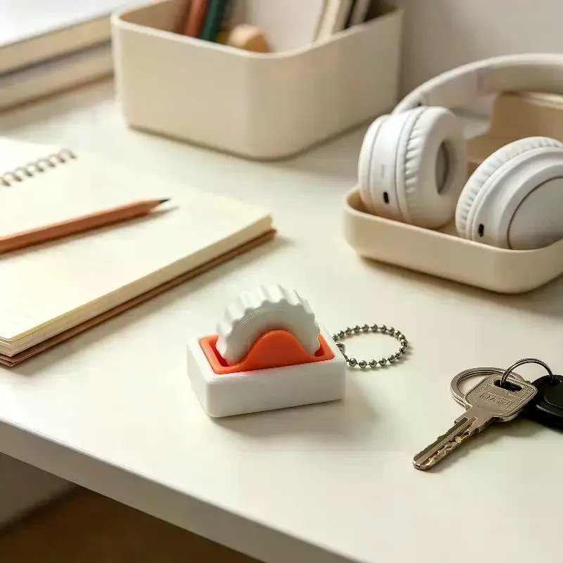 Gear Roller Fidget Keychain, Silent Stress Relief Toy, Color Block Fidget Button, EDC Pocket Toy For Office & Travel