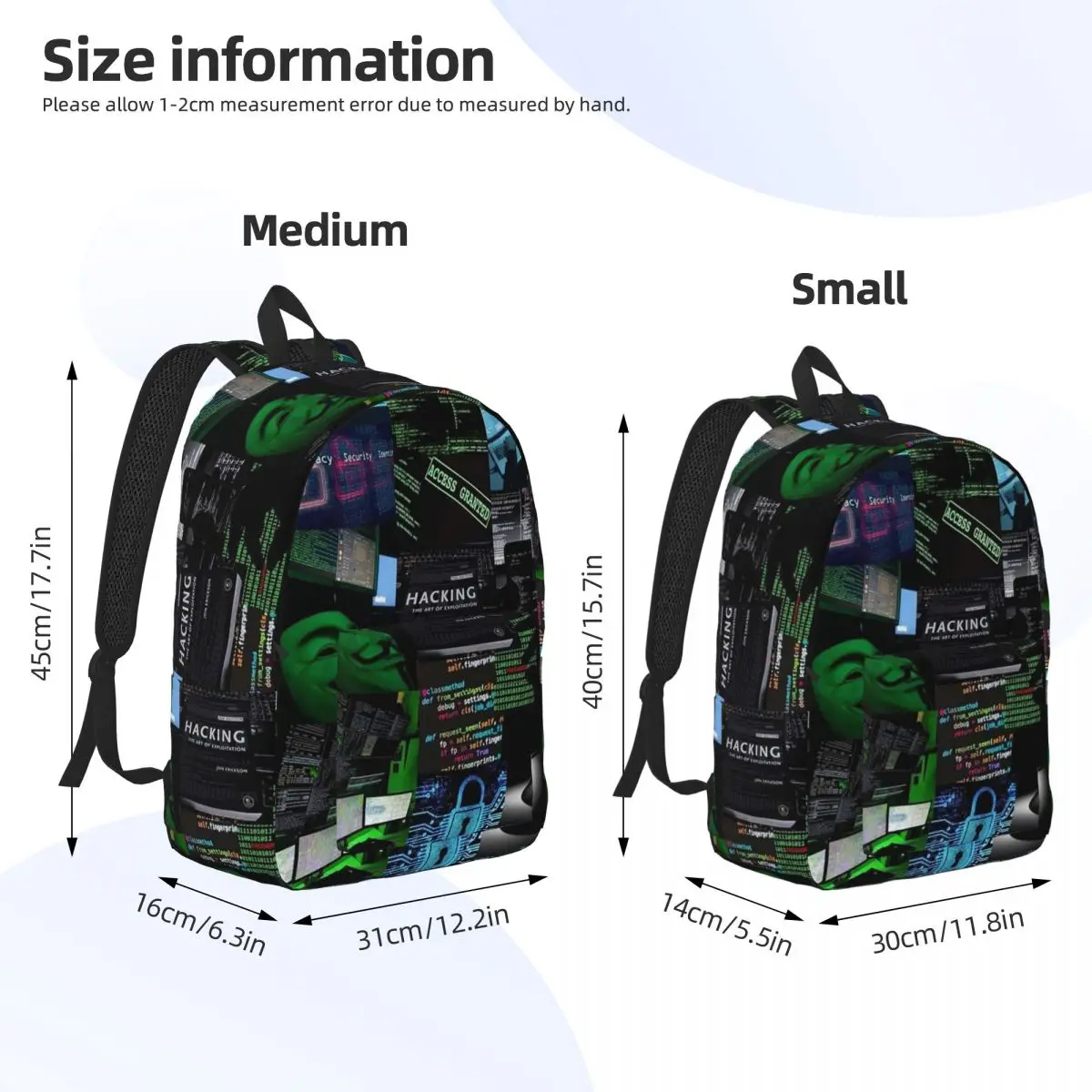Hacker Code Binary Code Geek Science Computer Backpack Daypack LargeCapacity Kids BookBag School Bag Shoulder Bags for Men Women