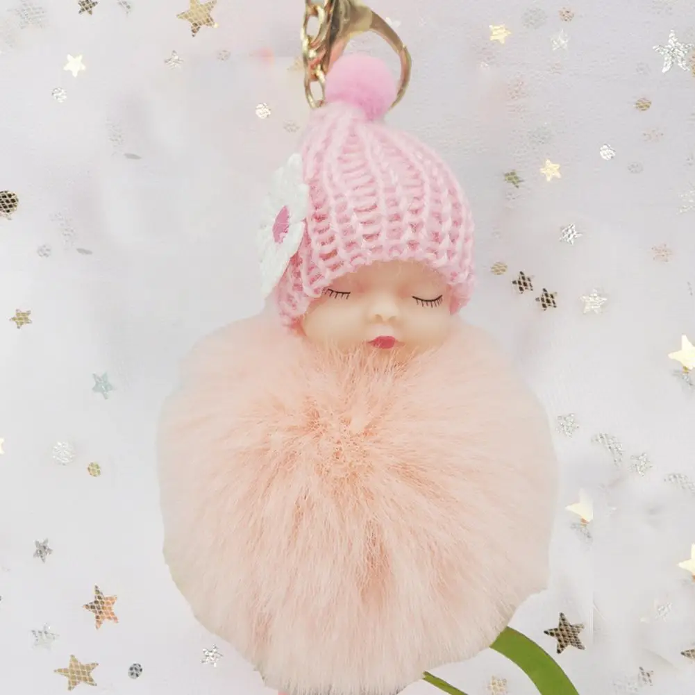 Plush Keychain Adorable Sleeping Baby Doll Keychain Plush Bag Hanging Pendant for Car Home Decoration Stylish Cute Gift for Ages