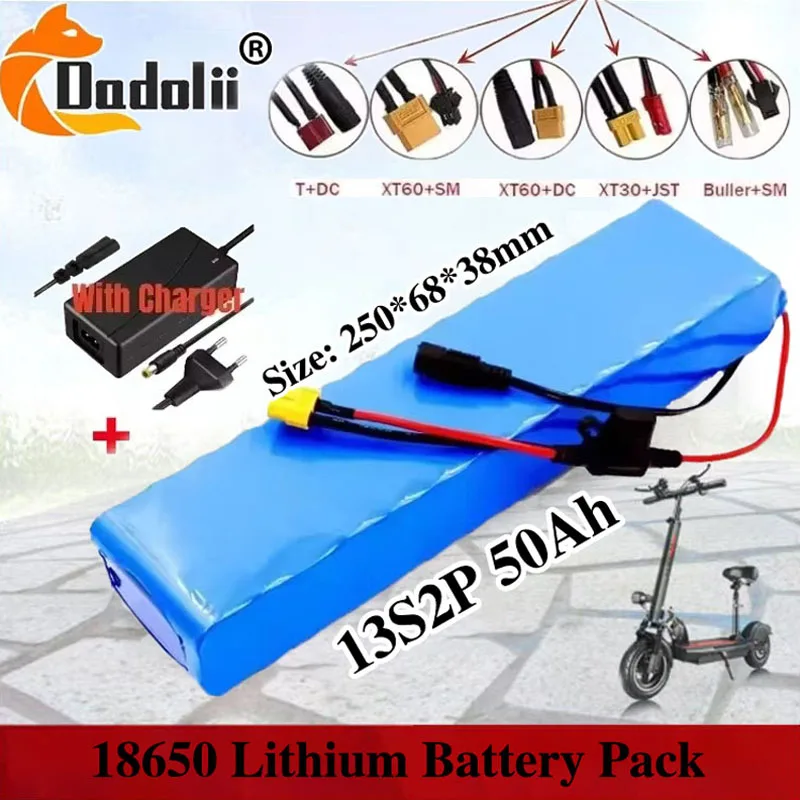 48V 50Ah 18650 Lithium Battery Pack 13S2P High Power Battery for 54.6V 750W 1000W BAFANG Kit built-in bms With Charger And fuse 