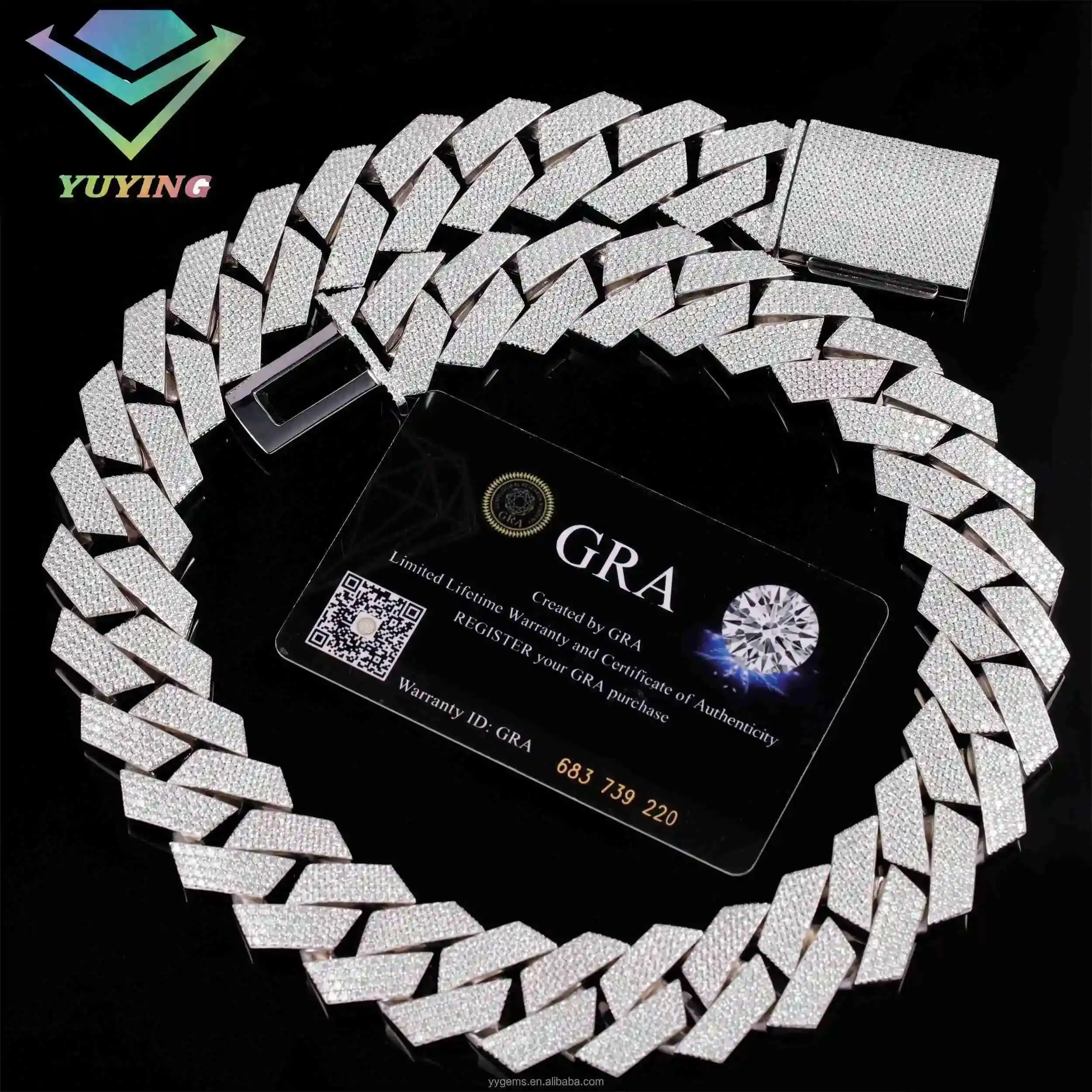 

20mm 4-Row Hip Hop Diamond Cuban Link Chain GRA Moissanite 925 Sterling Silver with Gold Plate Fine Jewelry Necklaces Bracelets