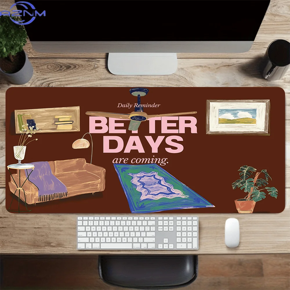 1pc Mouse Pad  cm, Hand Drawn Home Slogan Design, Non-Slip Extended Table Mat, Desk Mat for Office Home Decor, Soft Fabric Surfa