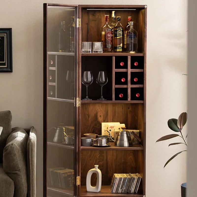 Liquor Modern Wine Cabinet Simplicity Wooden Wall Living Room Wine Cabinet Display Glass Estante Vinos European Furniture QF50JG