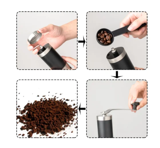 Регулируемая коническая жернова из нержавеющей стали, портативная ручная мини-мельница для кофейных зерен