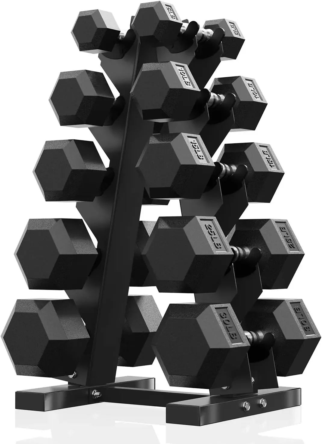 PAPABABE Hex Sets With 60-550lb Rubber Coated Dumbbell Weight Set And Storage Rack, Multiple_voghion.com