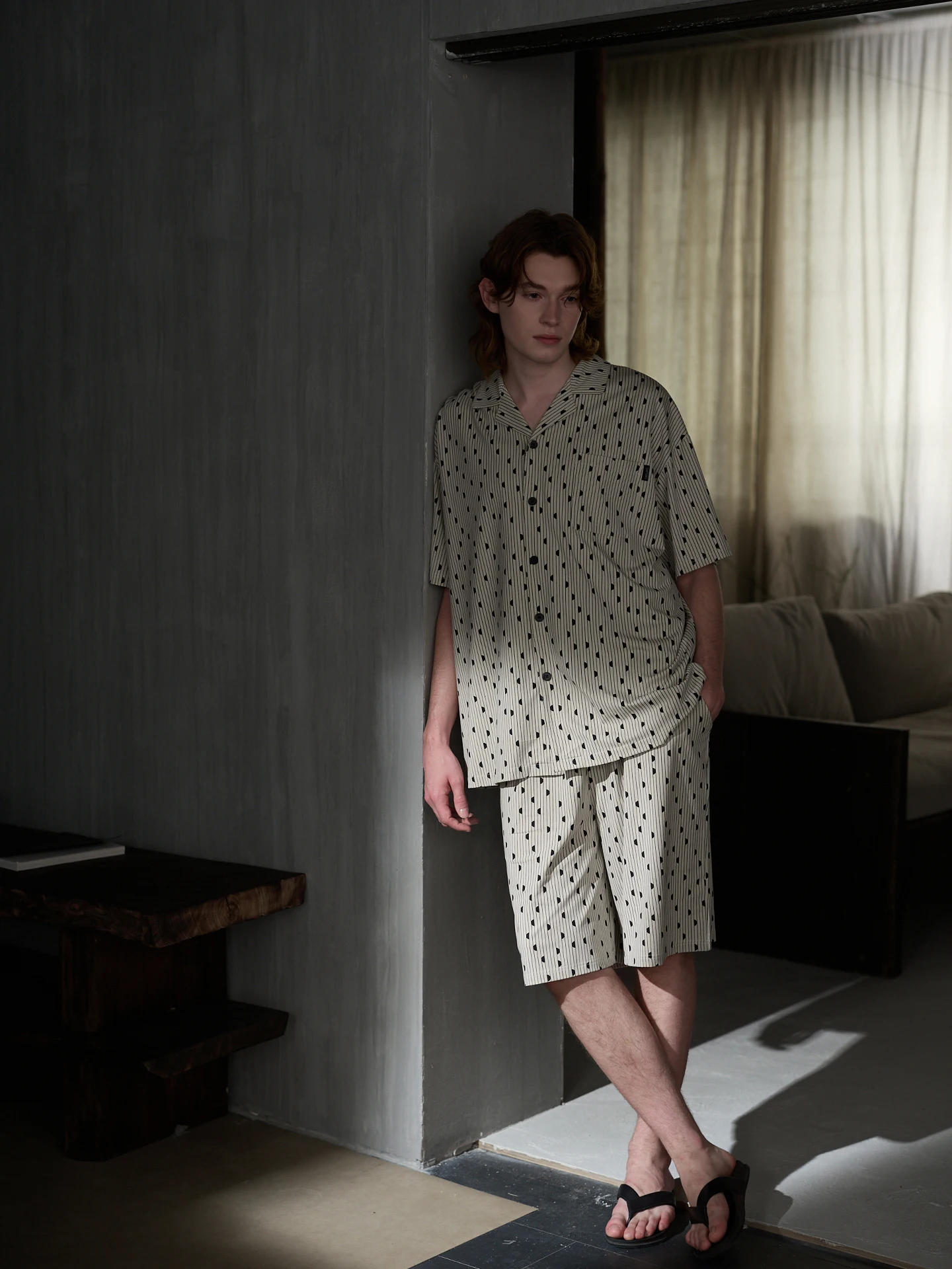 cool-sensation-modal-cotton-pajamas-men's-summer-home-clothes-set-ort-sve-can-be-worn-outside-high-end-men's-spwear