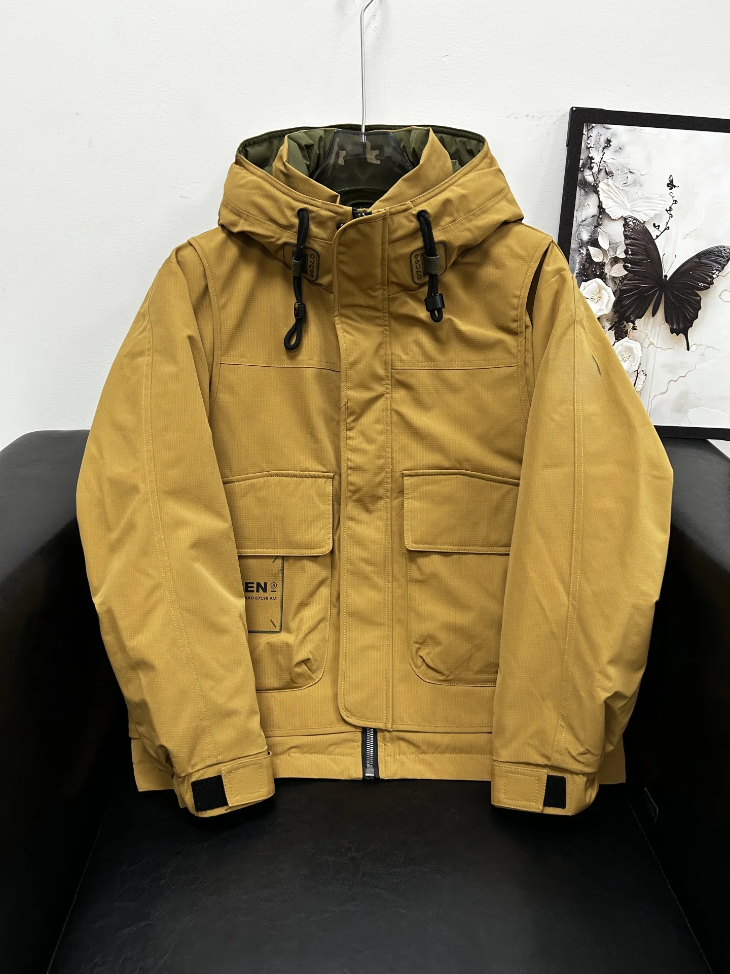 

Мужская утепленная куртка свободного кроя с капюшоном для активного отдыха, теплая рабочая одежда, утолщенная, с длинными рукавами, на молнии, молодежная модная модель