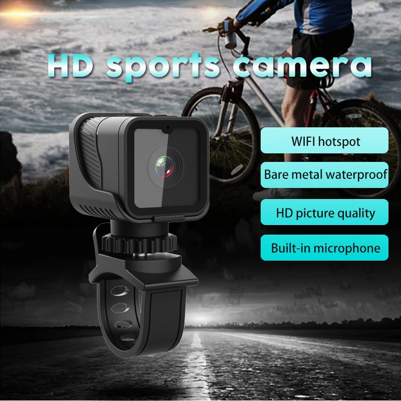 Mini telecamera sportiva portatile ad alta definizione 1080p con telecamera impermeabile WiFi hotspot, registratore di guida per moto e biciclette