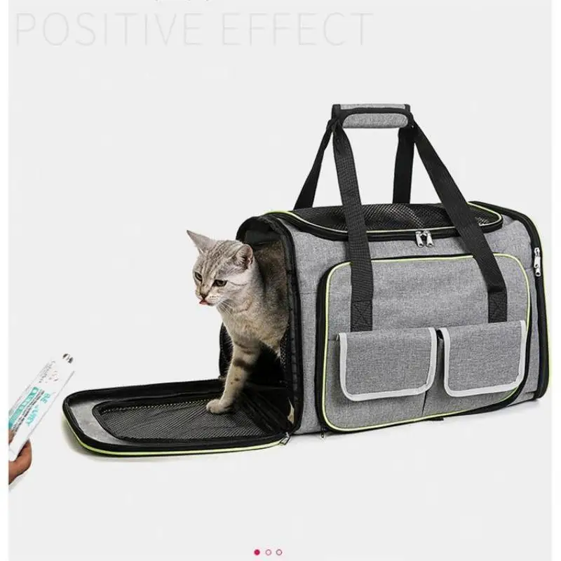 Imagem -05 - Transportador de Estimação Macio Dobrável com Fita Reflexiva Grande Capacidade Bolsa de Viagem Expansível para Cachorro e Gato Companhias Aéreas Aprovadas