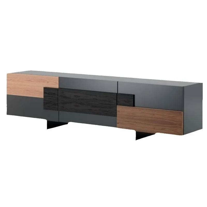 Italian light luxury, painted side cabinets, entrance porch cabinets, smoked wood color, decorative storage