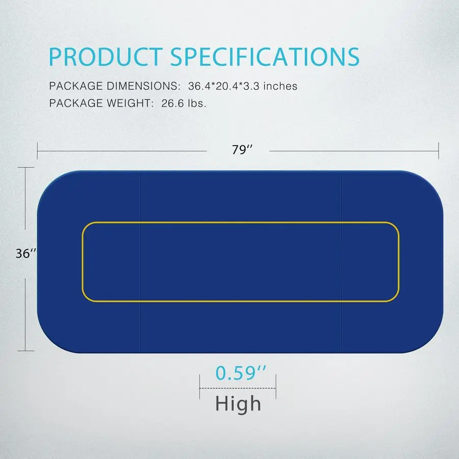 Tappetino da gioco da tavolo in gomma antiscivolo portatile pieghevole da 79 x 36 pollici per 8 giocatori Texas Poker Card con portabicchieri e Carr