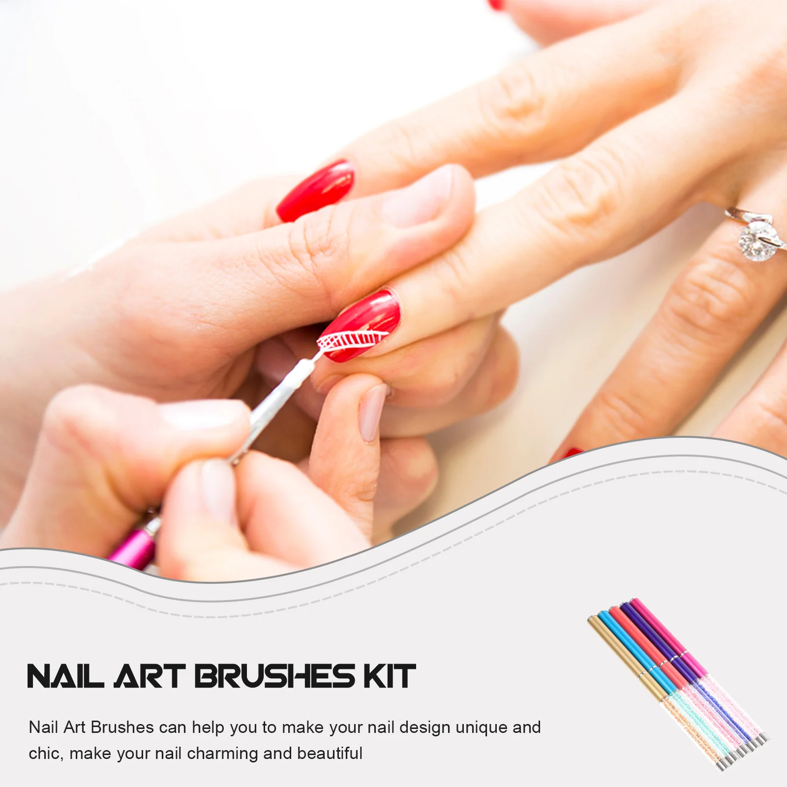 Kit de pinceles para delineador de uñas, agarre antideslizante Premium portátil para diseño de Arte de uñas, herramientas de pintura de manicura, suministros de bolígrafos decorativos, 5 uds.