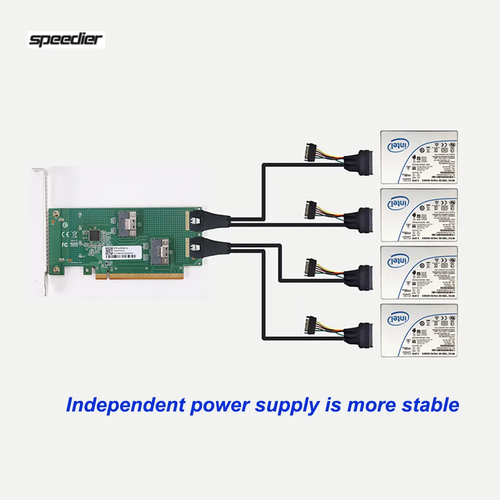 PCIE 4.0X16 Full Speed Converter Card Converter Base 8654-8i Standard Port U.2 Hard Disk  Expansion Card