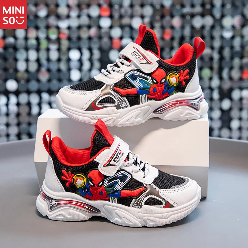 

Miniso 2025 Boys Spider-Man Dad Shoes, Breathable Mesh Running Sneakers for Kids Autumn Season