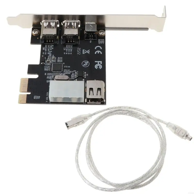 C63A PCIe 3 Ports 1394A Firewire Expansion Card, PCI for Express (1X) to External IEEE 1394 Adapter Controller (2 x 6 P + 1 x