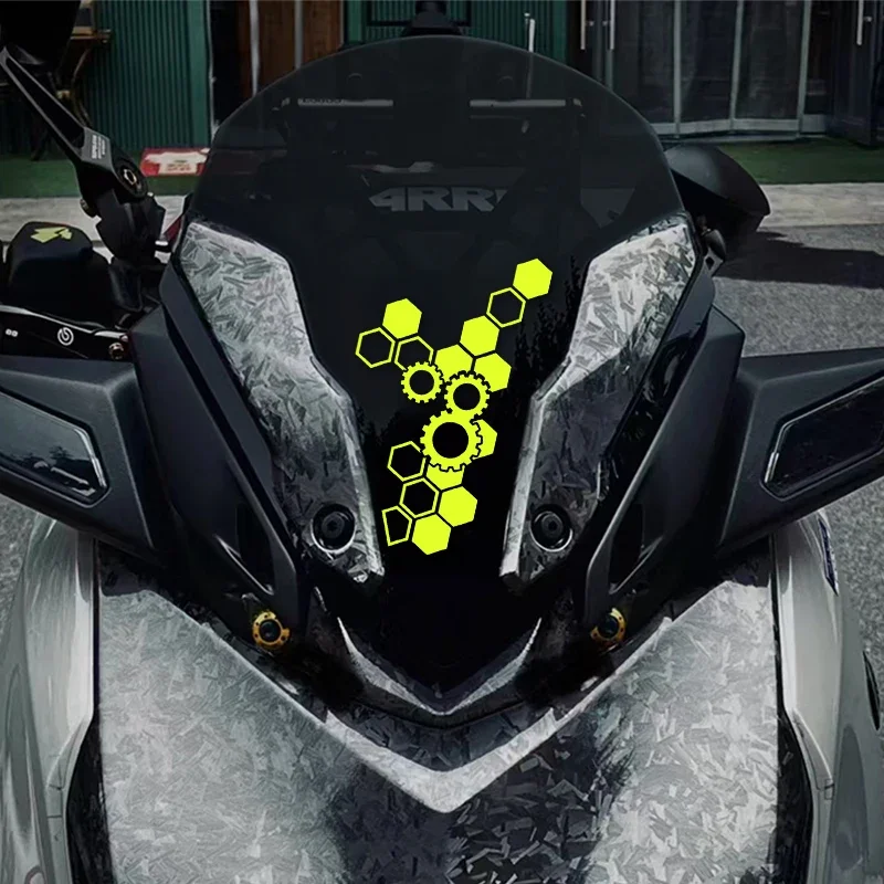 1PC Honeycomb Gear Motorcycle Stickers Refit Motorbike Fairing Fuel Tank Scooter Body Deocr Waterproof DIY Helmet Vinyl Decals