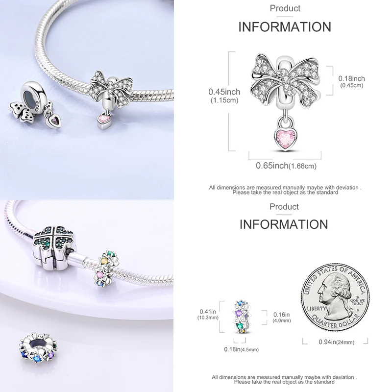 925 Sterling Silber Spacer Charm Perlen Schmetterling Blumen Stern Mond Bunt Lila DIY Armband Halskette Schmuck Geschenk für Frauen – Detail 12
