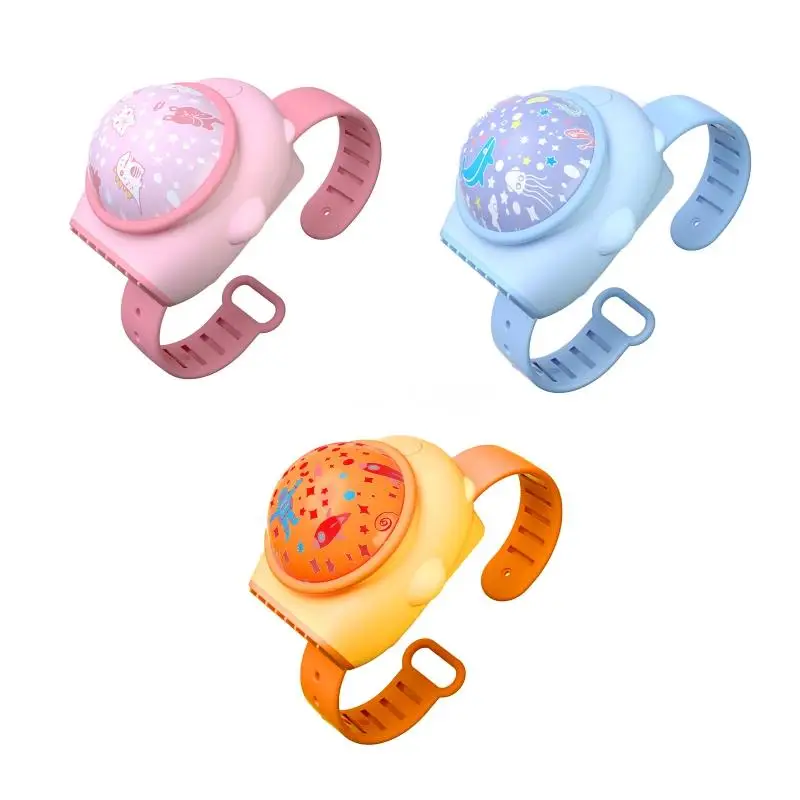 Mini LED Projection Watch Fan Electric Leafless Fan Children's Day Gift Toy Dropship