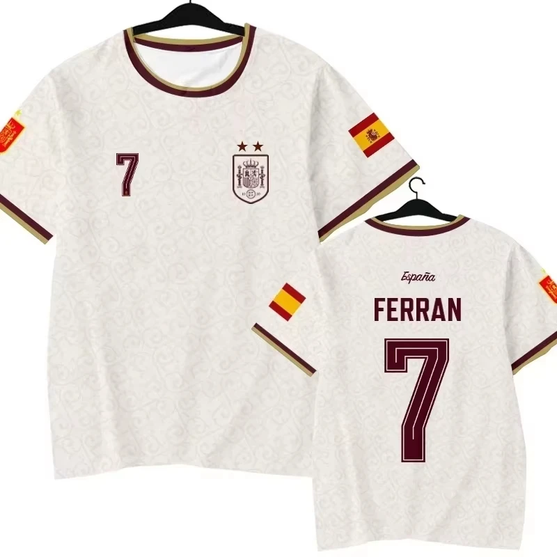 Spanien 19 Fußballtrikot für Herren und Damen, Kurzarm-Fußballshirt, Nationalmannschaft, für Fans, Sport, für Spiele, Partys, als Geschenk für Fans – Detail 5