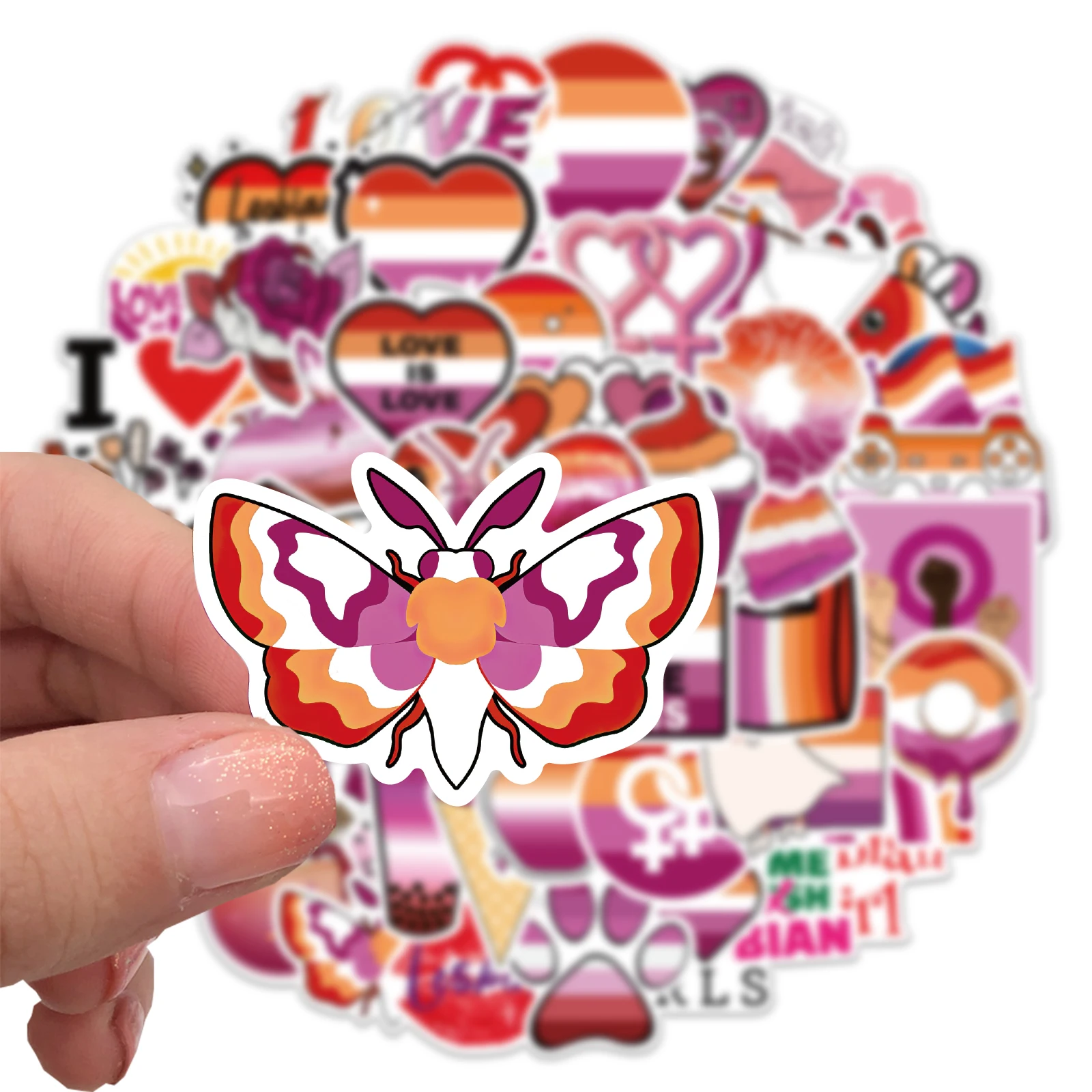 50pcs Cartoon Lesbian Graffiti  Stickers For Laptop Luggage Camping Landscape Decoration Stickers Toys