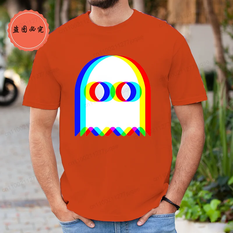 New Men's Casual T-Shirts Short Sleeved Shirt Ghost Trippy Vaporwave Halloween Techno Rave EDM Party Fashion Summer T-Shirts Top