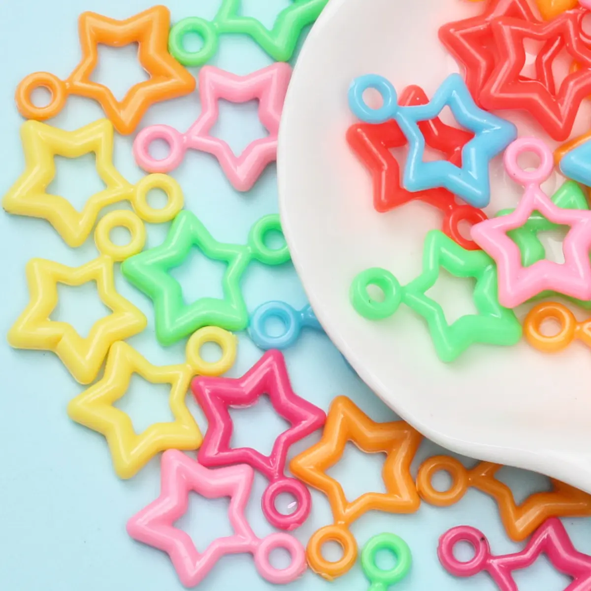 11-21mm 50pcs Multicolor Acrylic Flower Fruit Star Pendant Heart Beads DIY Bracelet Earrings For Kids Jewelry Making Handmade