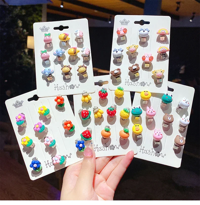 New 10pcs Cute Girls Earrings Ear Clip No Ear Hole Flower Earrings Children Princess Girls Birthday Gifts Kids Accessories