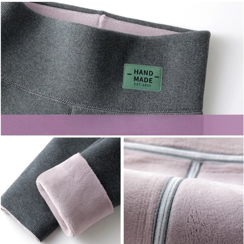 Damen-Leggings mit Thermo-Fleece-Futter, hohe Taille, nahtloses Design mit leichter Plüsch-Innenseite, schwere Wärmehose