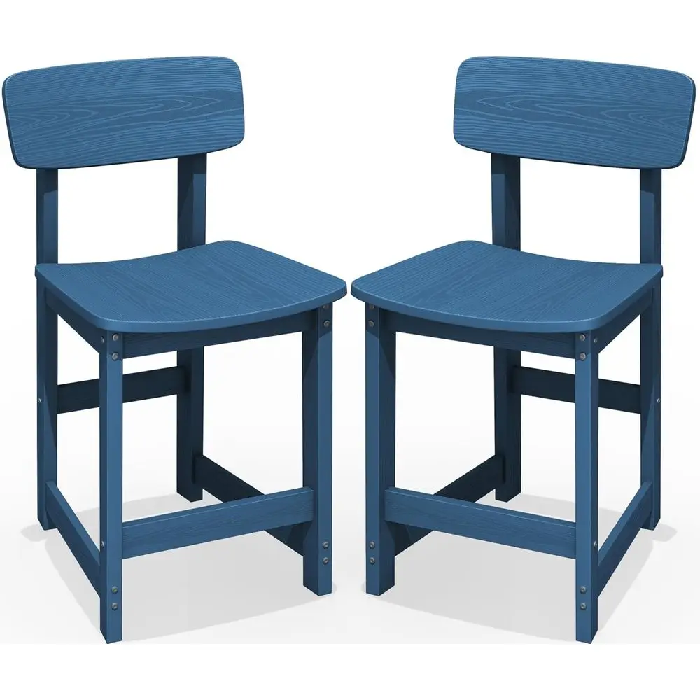 

Outdoor Counter Height Bar Stools Set o 2, All Weather HDPE 25" Height Bar Stools with Back, Outdoor ArmlBarstools or Patio, Gar
