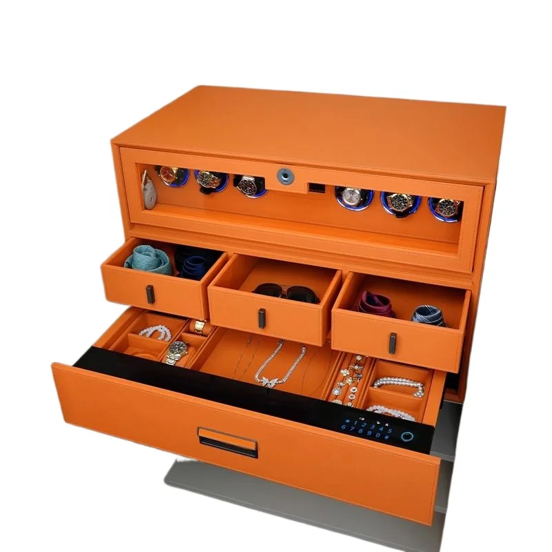 Leather password, fingerprint drawer safe, watch shaker safe.