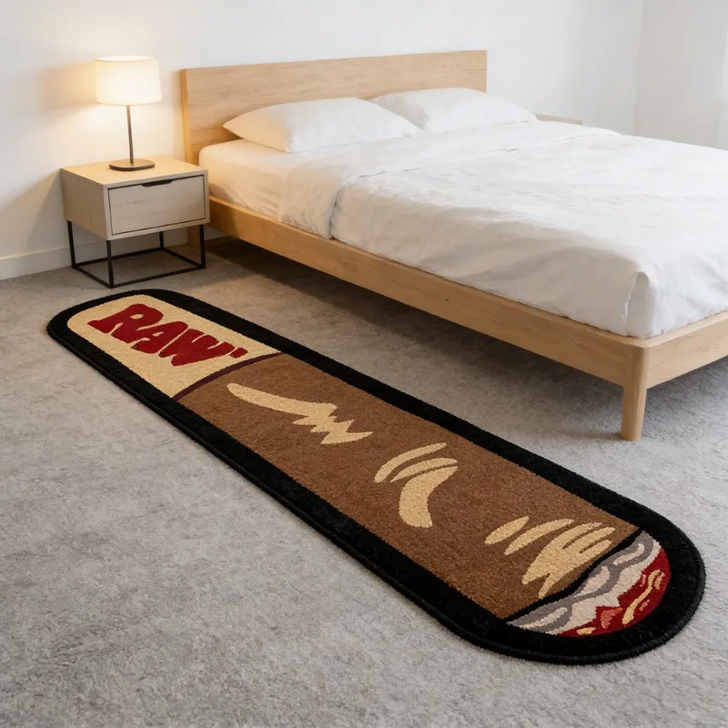 American Retro Cigarette Irregular Rug Creative Unique Bedroom Bedside Soft Plush Floor Mat Home Decor Carpet for Living Room