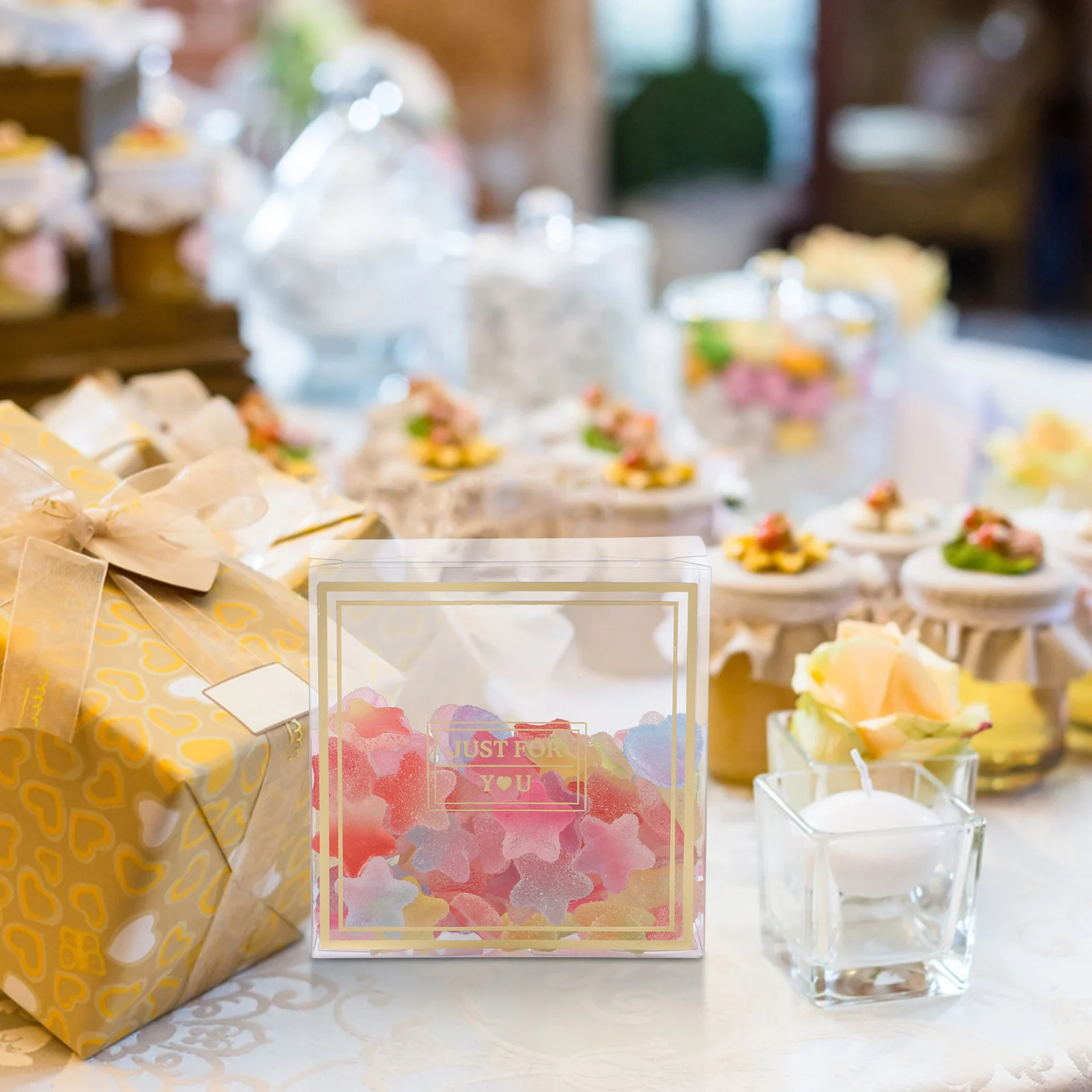 

12pcs Clear Pvc Candy Wedding Shower Transparent Treat Boxes For Chocolate Nougat Snowflake Crisp Party Favors Bulk