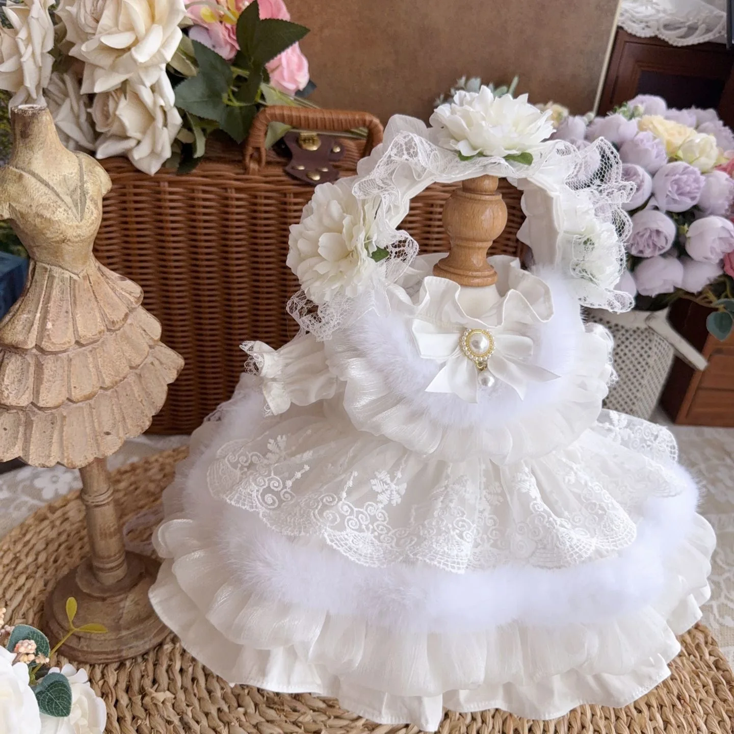 Ropa de muñeca de algodón de 20cm, 15cm y 10cm, vestido de novia para muñeca reborn de 50cm y accesorios para el cabello de muñeca, envío gratis