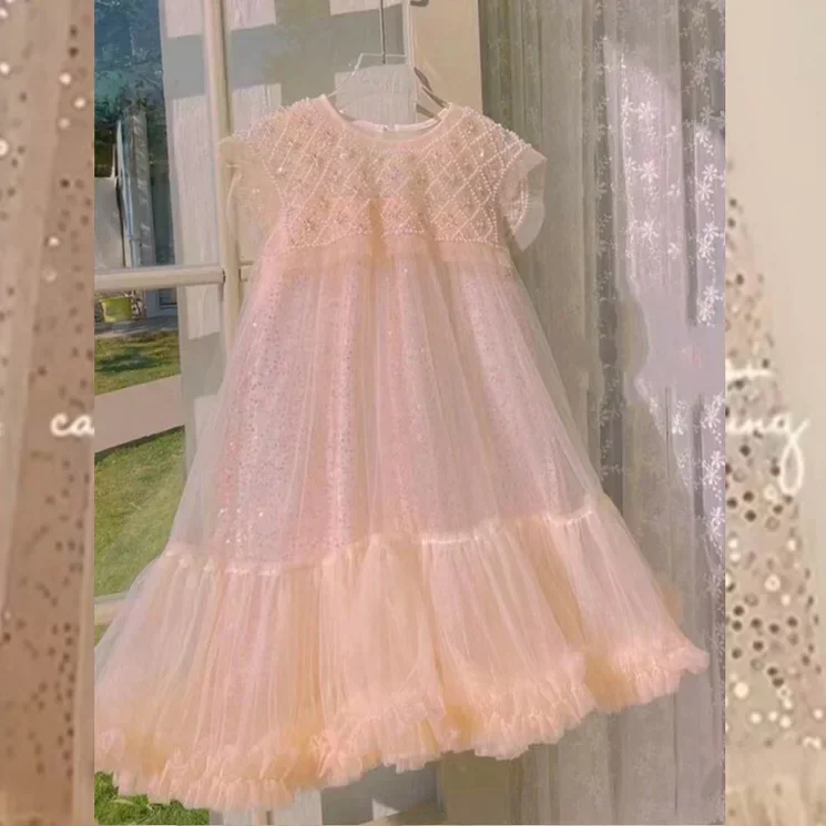 

Retail New Baby Girls Teenage Sequined Beading Tutu Dress, Princess Kids Party Flower Dress Holiday 4-12T