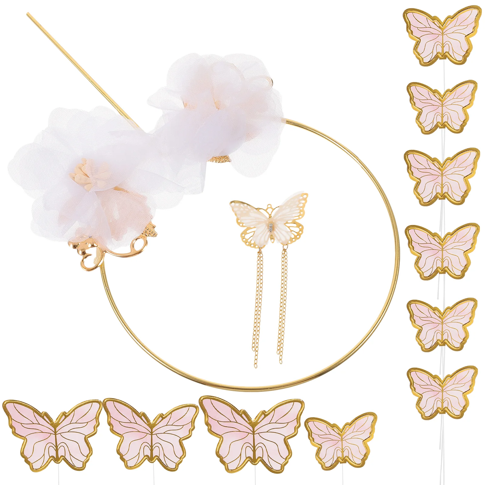 

Pink Butterfly Cake Decoration Insert Dessert Wedding Toppers Birthday for Party Paper Pick
