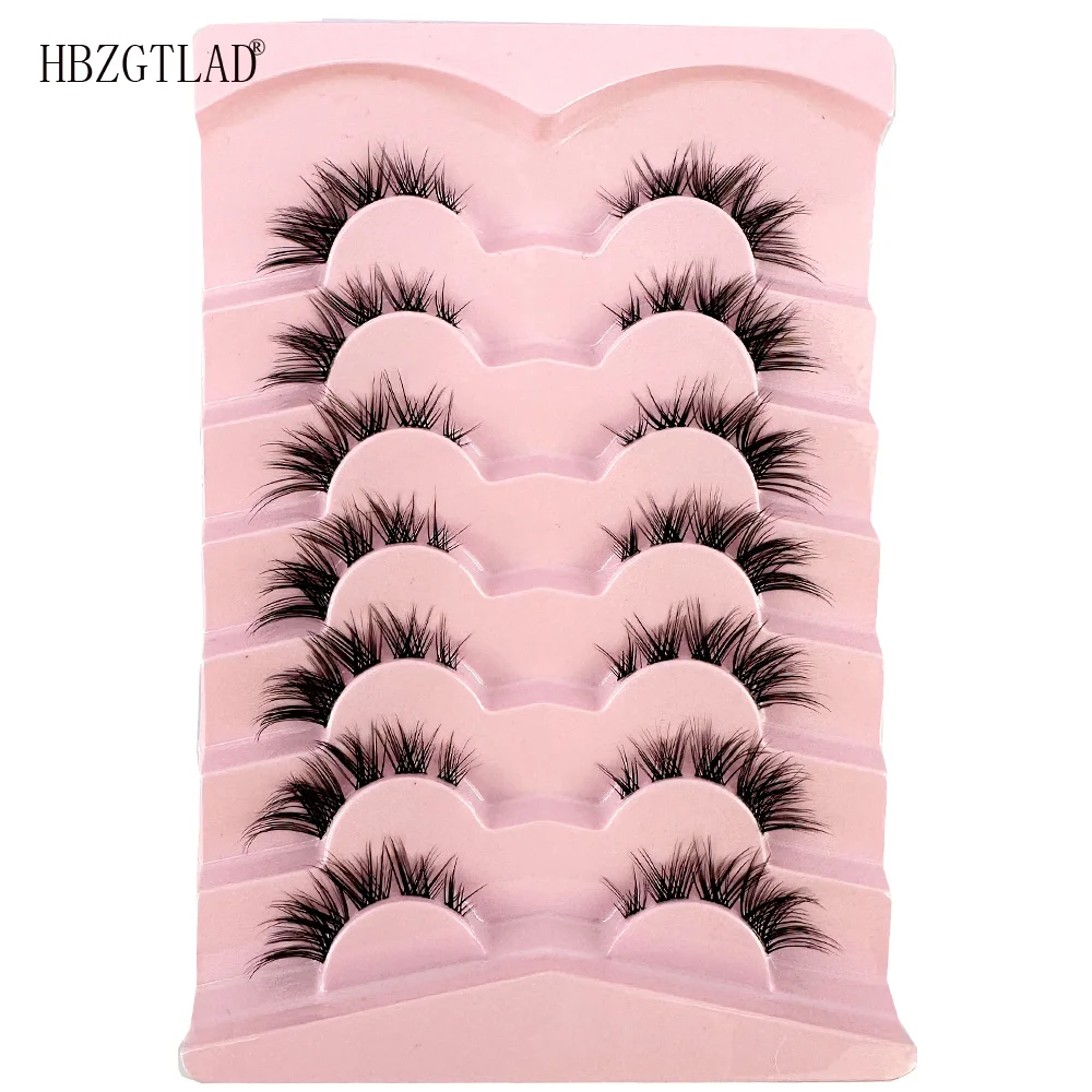 7pairs Mink Eyelashes Invisible Band Lash Extension Natural False Eyelashes Cross Cluster Fairy 3D Faux Big Eye Long Fake Lashes