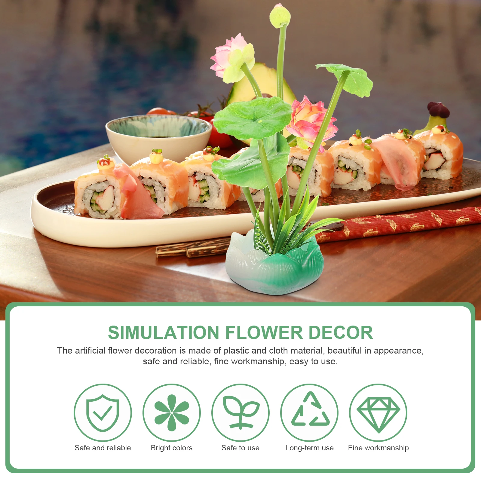 

Lotus Bowl Cold Dish Decor Sushi Plate Fake Flowers Artificial Plants Simulation Flower Realistic Design Compatible