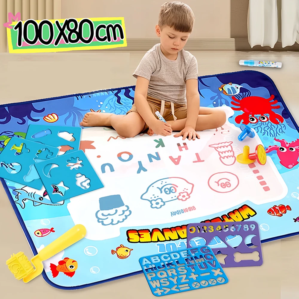 Children Water Canvas Magic Graffiti Drawing Board repeatedly doodle Water Painting Carpet Learning Carpet Reusable Drawing Mat