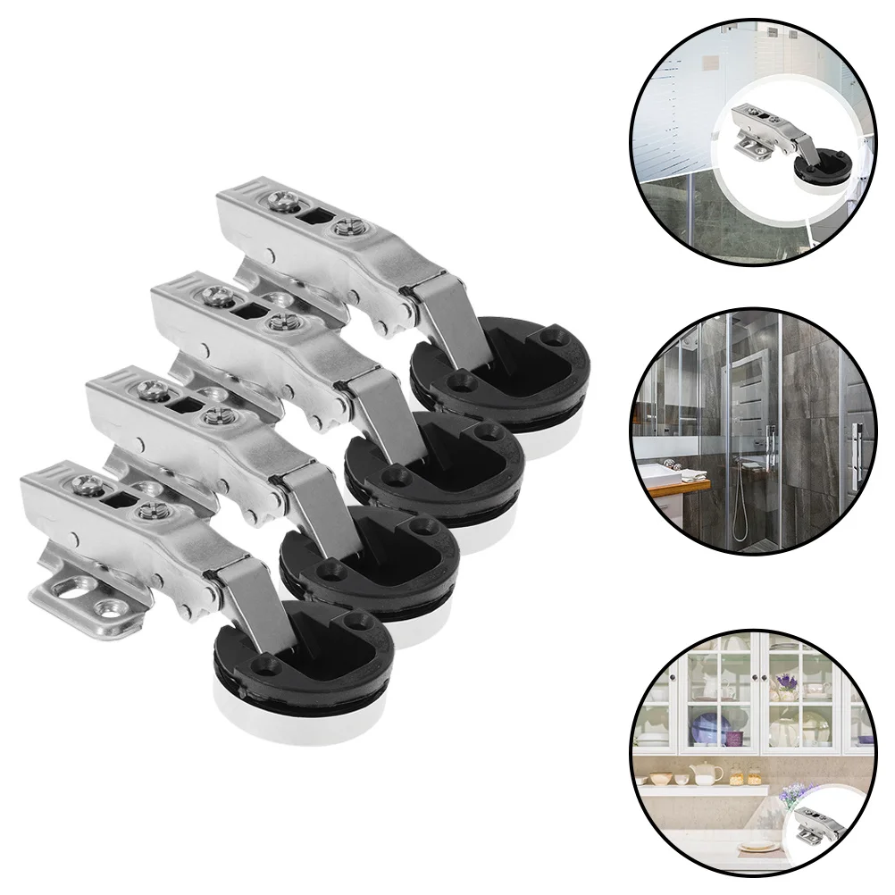 

4Pcs Glass Hinges Damping Cabinet Hinge for Frameless Glass Doors Kitchen Bathroom Office Wardrobe Door Close Strong
