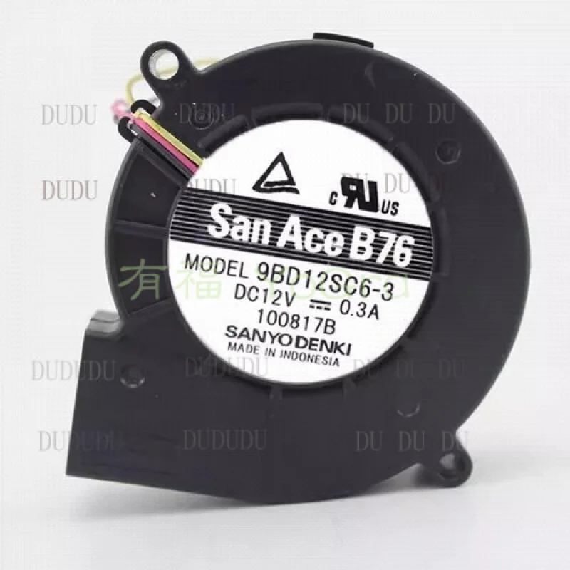 

D for SANYO 9BD12SC6-3 7020 DC12V 0.3A 7CM 3-Wire Turbo Cooling Fan